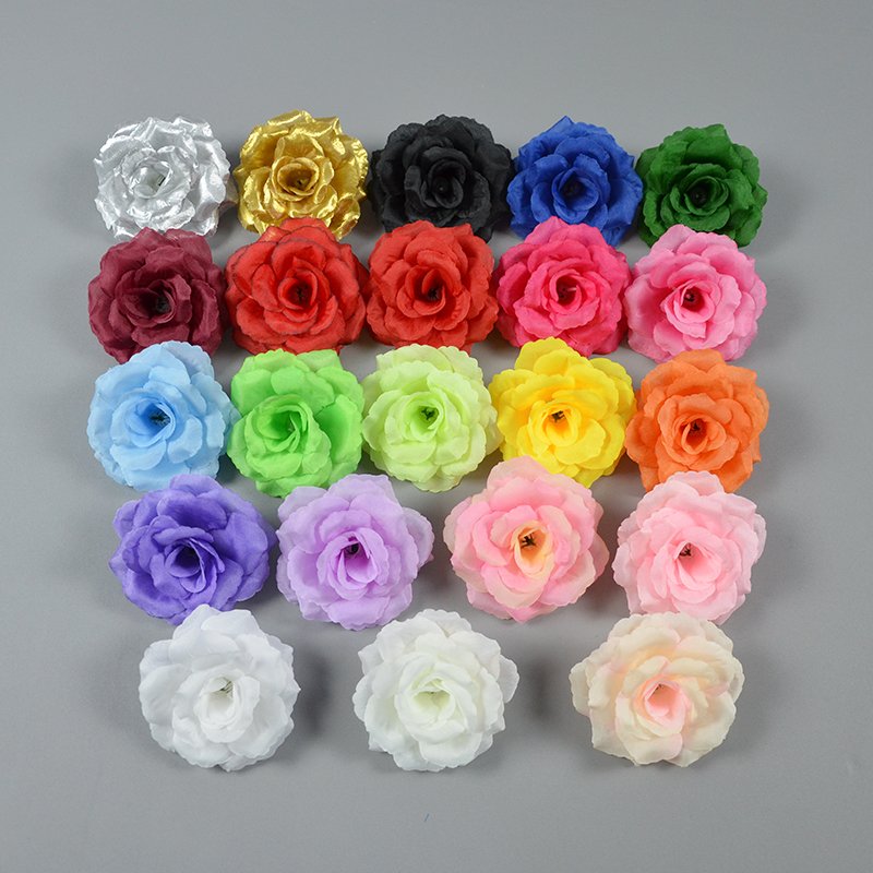 Wholesale Factory Price 8cm Silk Decorative Rose Flower Heads Flower Wall Accessories Cheap Flower Heads