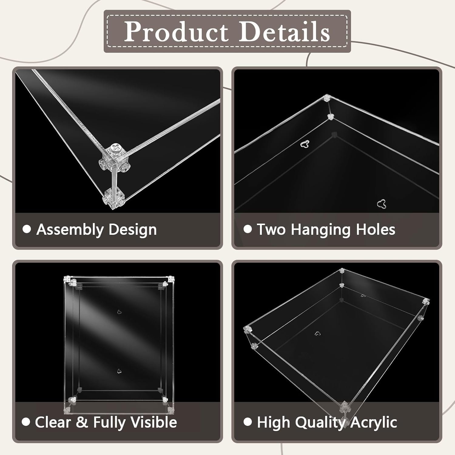Acrylic Shadow Box Frame Display Case Memorabilia Dried Flowers Wall Mount Clear Shadowbox Memory Box for Wedding Bouquet