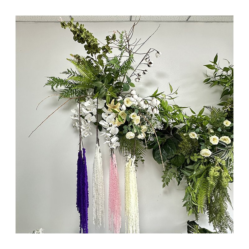 Colorful Amaranthus and Wisteria Hanging Vine Flowers Preserved Bleached for Back-to-School Decor