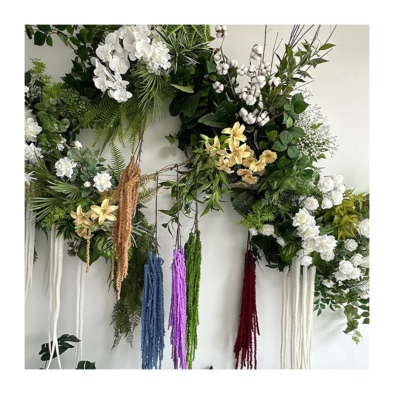 Colorful Amaranthus and Wisteria Hanging Vine Flowers Preserved Bleached for Back-to-School Decor