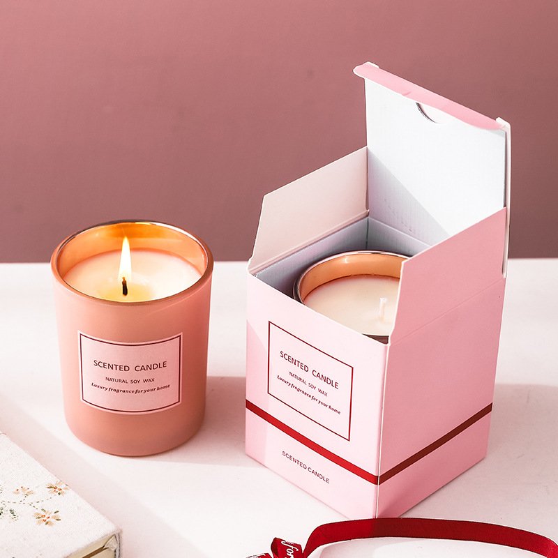 Pink Matte Electroplated Holographic Aromatherapy Candle Private Label Dried Flower Soy Wax Scented Candles