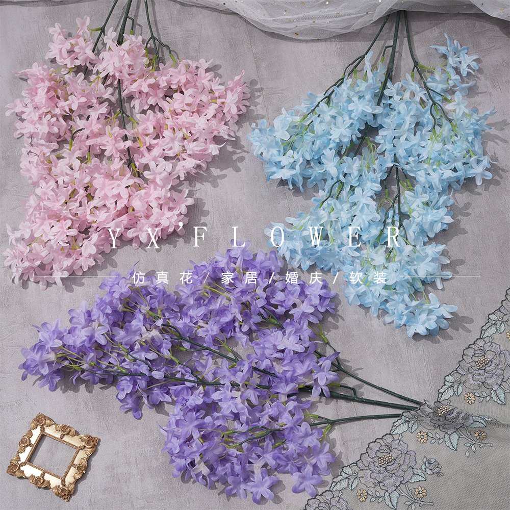 Vincent orchid cherry blossom cross lilac silk flower wedding road layout artificial flower encryption cross cherry blossom