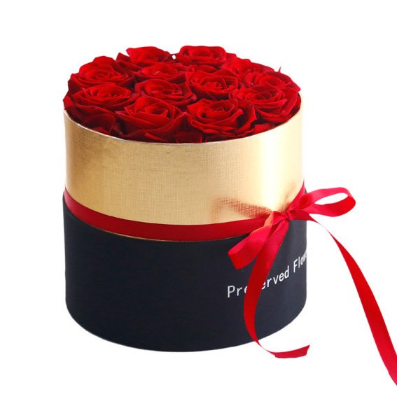 Wholesale Luxury Forever Rose Flower Long-Life Dried Real Touch Gold Box Valentine's Day Christmas Easter Home Decor