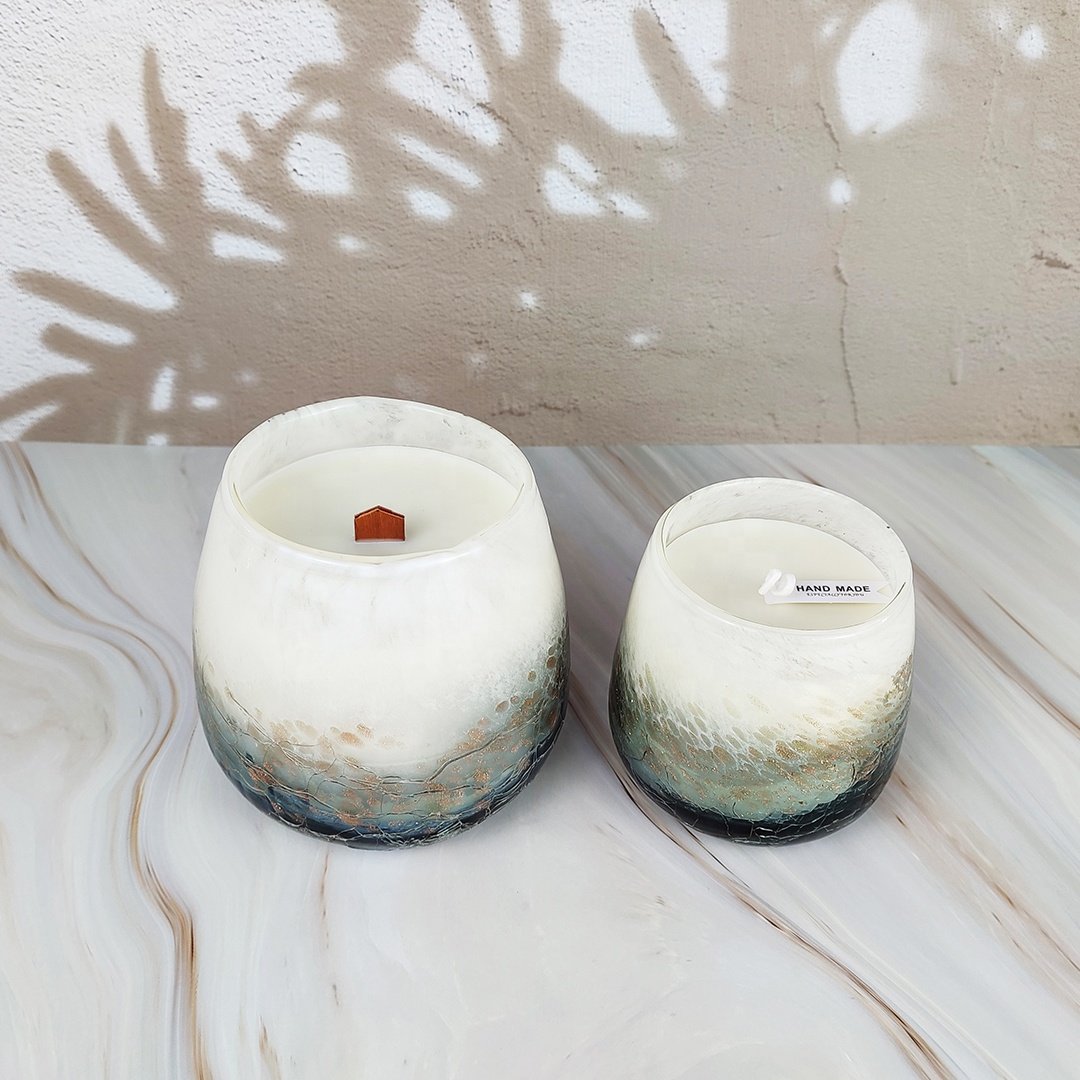 Custom Large Capacity Handmade art candles scented candles in cracked vases
