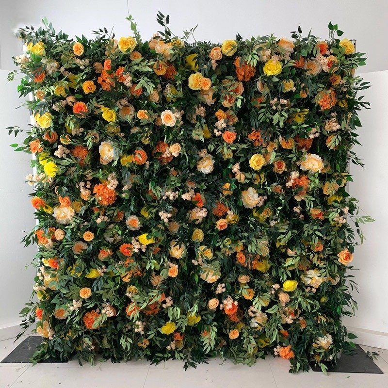 Decorative wedding decoration flower wall panel background 3d white pink rose rayon rolled up pampas reed