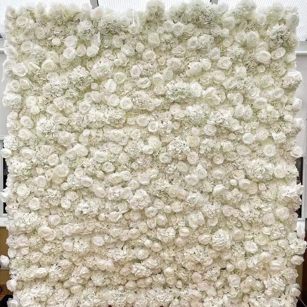 Decorative wedding decoration flower wall panel background 3d white pink rose rayon rolled up pampas reed