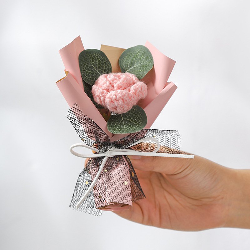 Preserved Fresh Flower Rose Christmas Gift Bouquet Artificial Flower Tulip Knitted Bouquet Floral Ornaments Gift