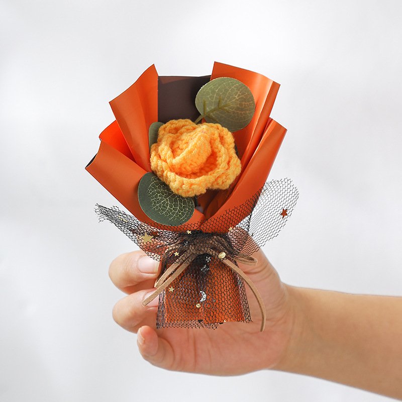 Preserved Fresh Flower Rose Christmas Gift Bouquet Artificial Flower Tulip Knitted Bouquet Floral Ornaments Gift