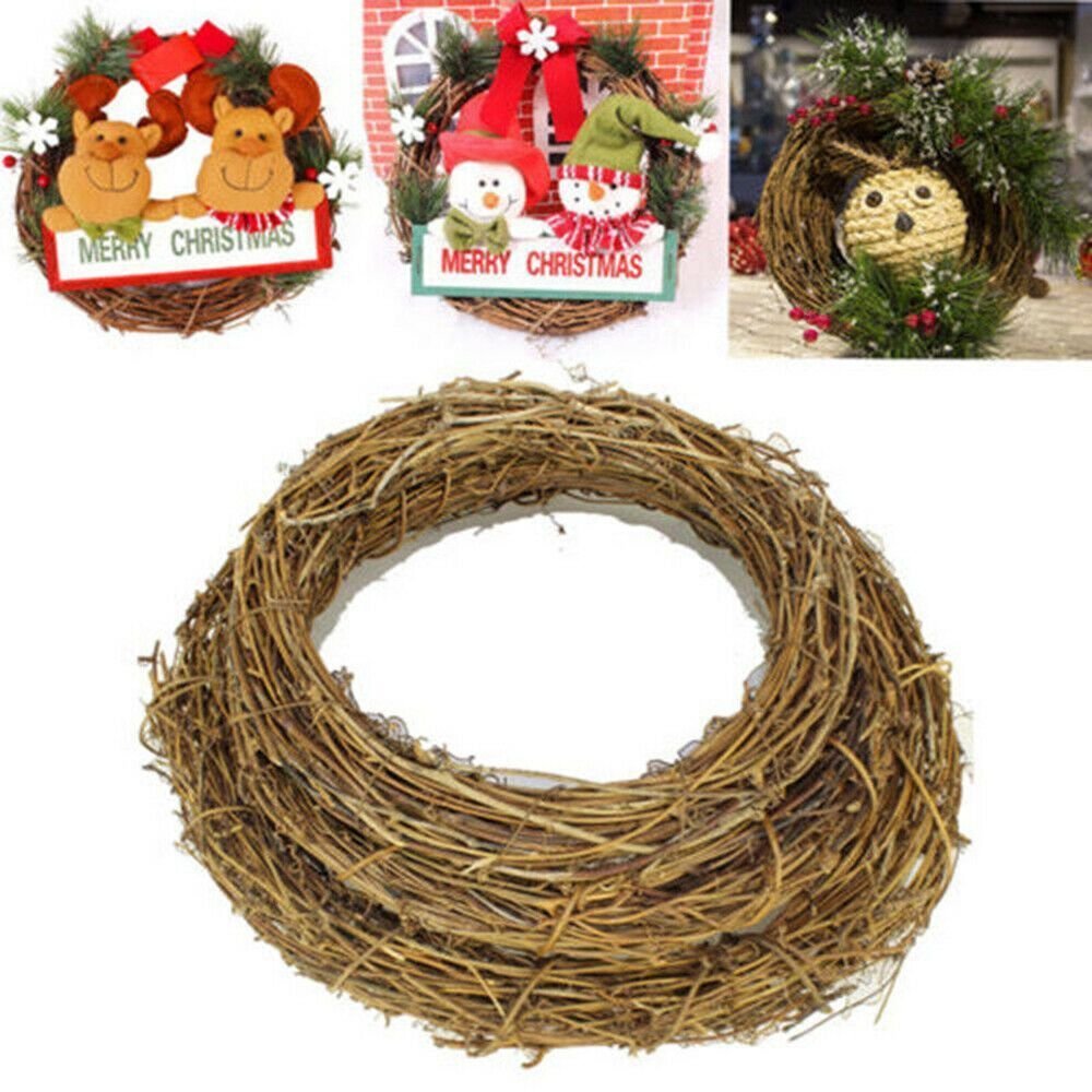 Natural Grapevine Wreath Heart Shaped Wreath Christmas Round Rattan Holiday Shop Door Hanging DIY Crafts