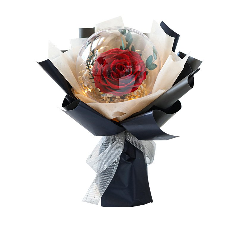 Wholesale Mothers Day Gifts Eternal Dried Flowers Real Touch Balloons Preserved Rose Bobo Balloon Flower