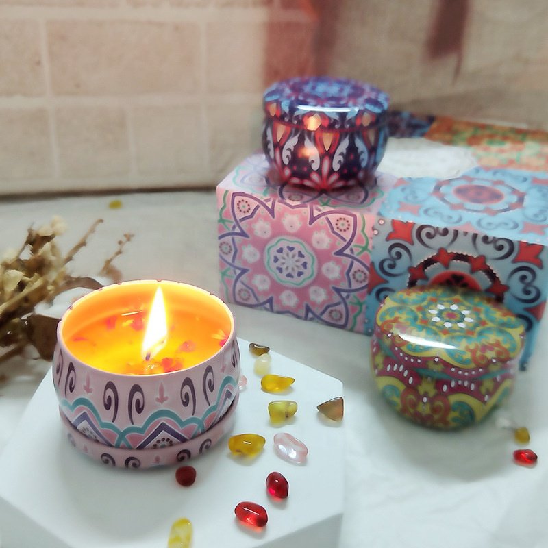 Hot Selling Dried Flower Scented Luxury Soy Wax Home Wedding Decorative Gift Set Travel Tin Candles