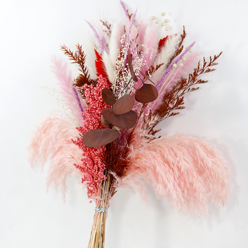 CH-052 christmas creative boho bridea pampas grass pink dried flower bridal wedding luxury mixed pampas bouquet for home decor