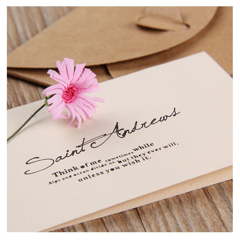 Creative Retro Kraft Paper DIY Dried Flower Greeting Cards Birthday Christmas Greeting Cards Wholesale