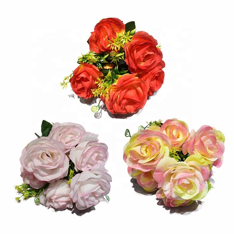 Manyuan Vintage Artificial Peony Silk Flowers Bouquet Dried flowers Pampas Home Wedding Decoration