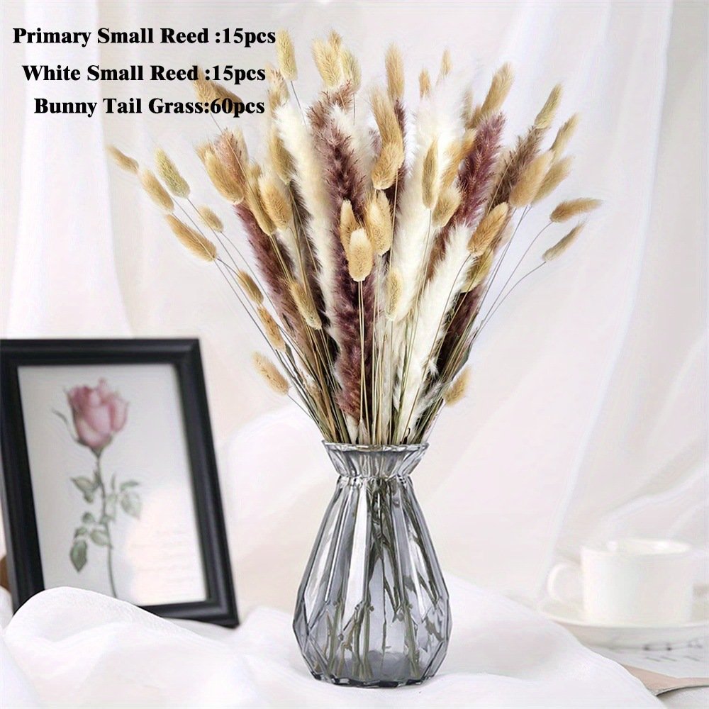 Pampas Grass Fluffy Small Pampas Wild Dried Natural Grass Home Wedding Wholesale 50pcs Carton Box Easter Bunny Jing Yu Yuan 43cm