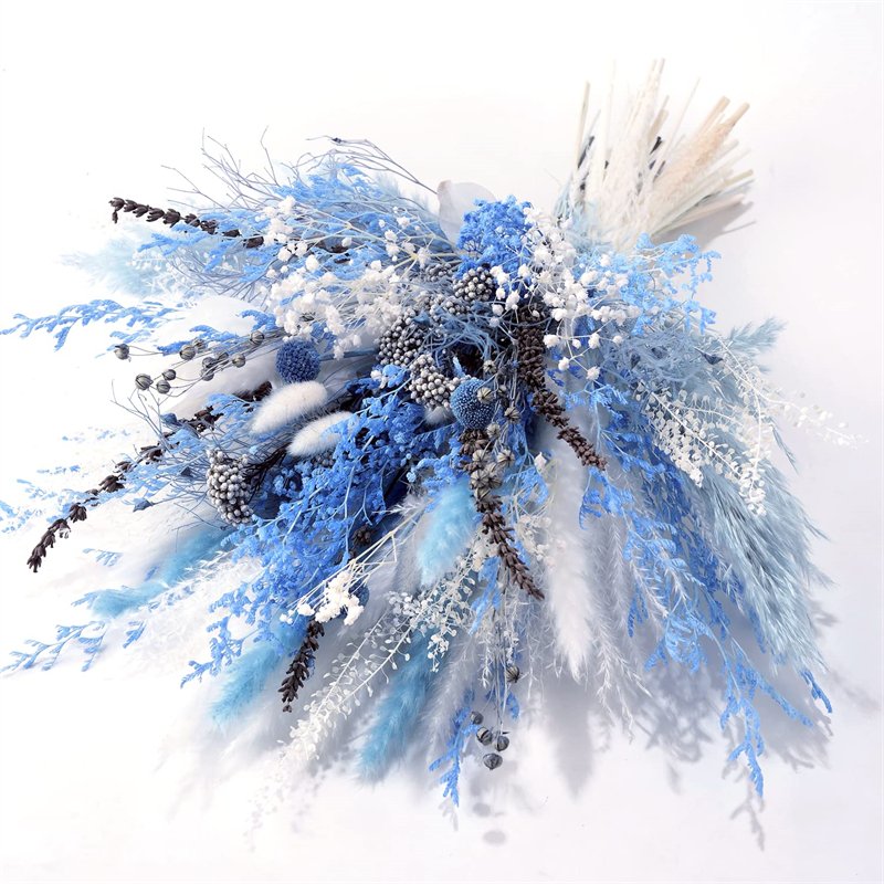Blue Best Gift Flower Arrangement Natural Dried Pampas Grass Bouquet17 Inch Blush Blue pampas bouquets