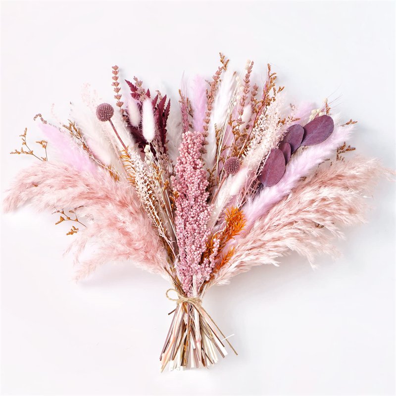 Blue Best Gift Flower Arrangement Natural Dried Pampas Grass Bouquet17 Inch Blush Blue pampas bouquets