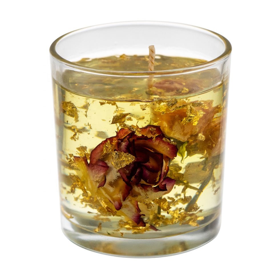 Wholesale gel candles scented glass jars with jelly wax and decorations Plant Dried Flower Jelly Gel Scented Candle