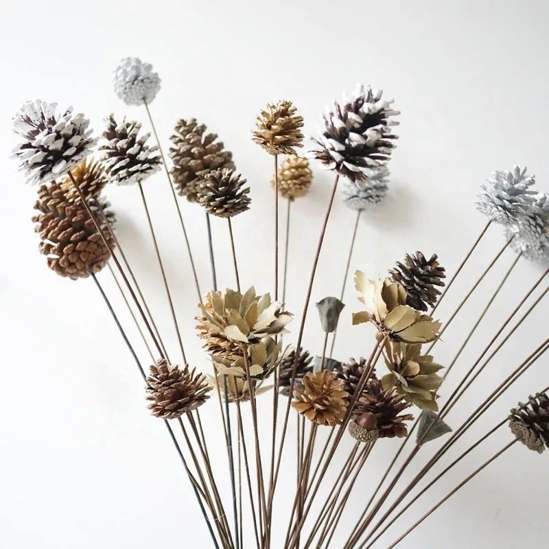 mini flower bouquet for dried flowers decoration dried pine cones daffodil pine cone christmas plants wreath