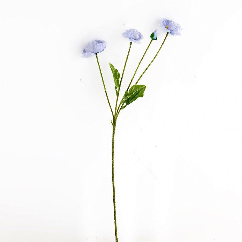 Artificial Poppy Silk Flowers (3 Stems) for Home Decor, Wedding Bouquet. Faux Poppy Flower Centerpiece