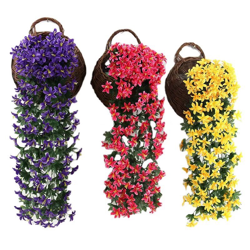 Simulated Lily Wall Hanging Vine Home Decoration Lily Flower Shop Hanging Basket Wall Hanging Wholesale