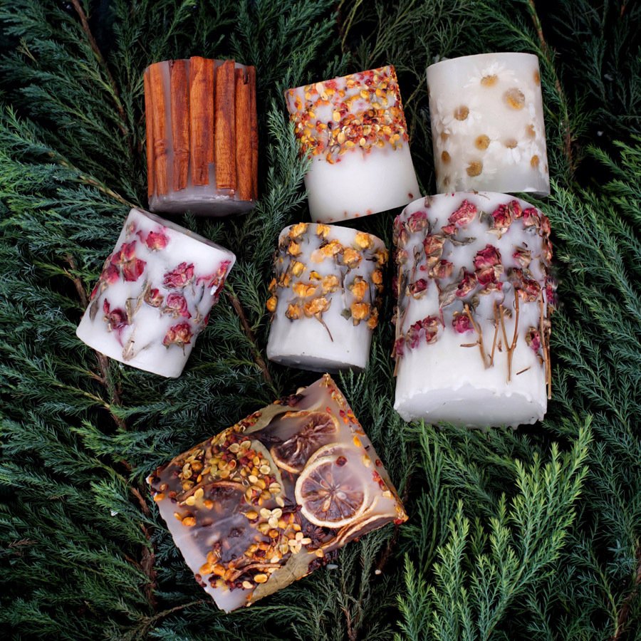 Wedding Decoration Scented Long Lasting Soy Candles Crystal Stone Dried Flower Fragrance Smokeless Candle With Dried Flowers