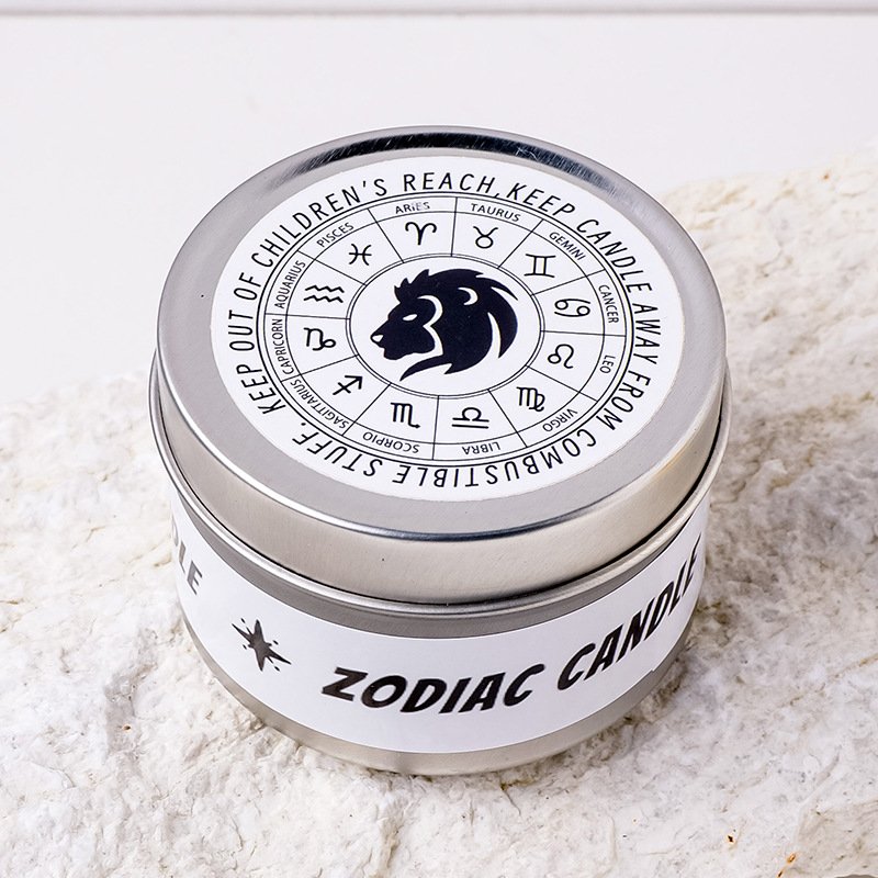 Crystal Stone Dried Flower Candle Jars Wholesale Long Lasting Can Soy Wax Scented Zodiac Sign Candles in Tin Can