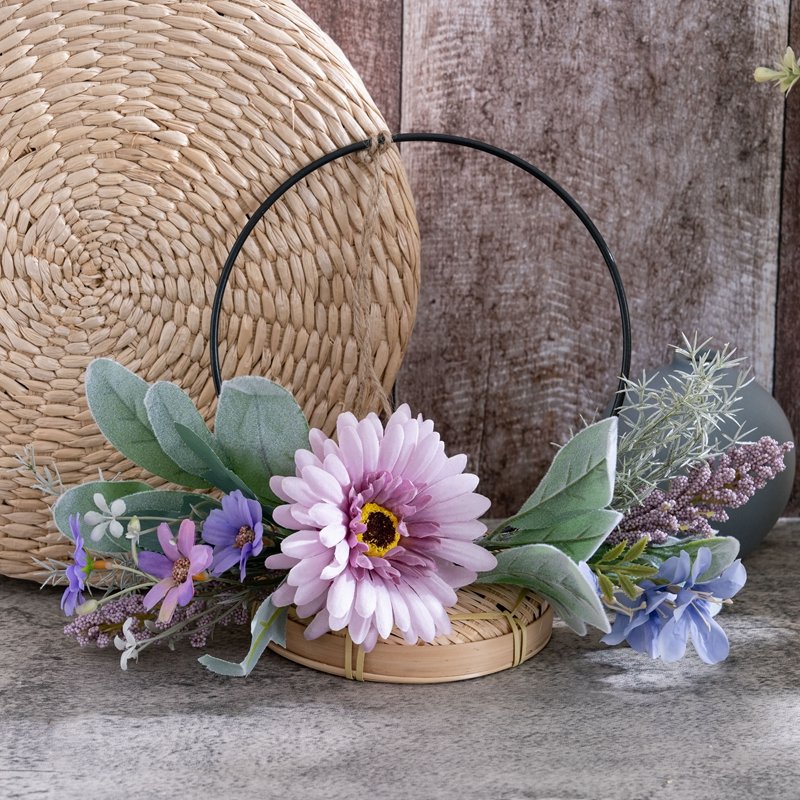 CF01096 Hot Selling Artificial Flower wreath Multiple Colors Gerbera Wild Chrysanthemum Freesia For Christmas Decoration