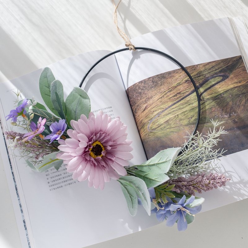 CF01096 Hot Selling Artificial Flower wreath Multiple Colors Gerbera Wild Chrysanthemum Freesia For Christmas Decoration