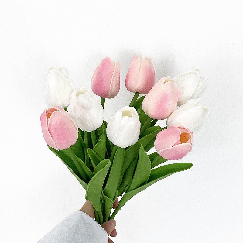 wholesale wedding realistic fake flower plant bouquet eternity dried handmade pu leather tulips decorative artificial flowers