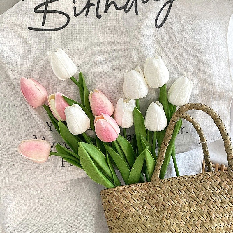 wholesale wedding realistic fake flower plant bouquet eternity dried handmade pu leather tulips decorative artificial flowers
