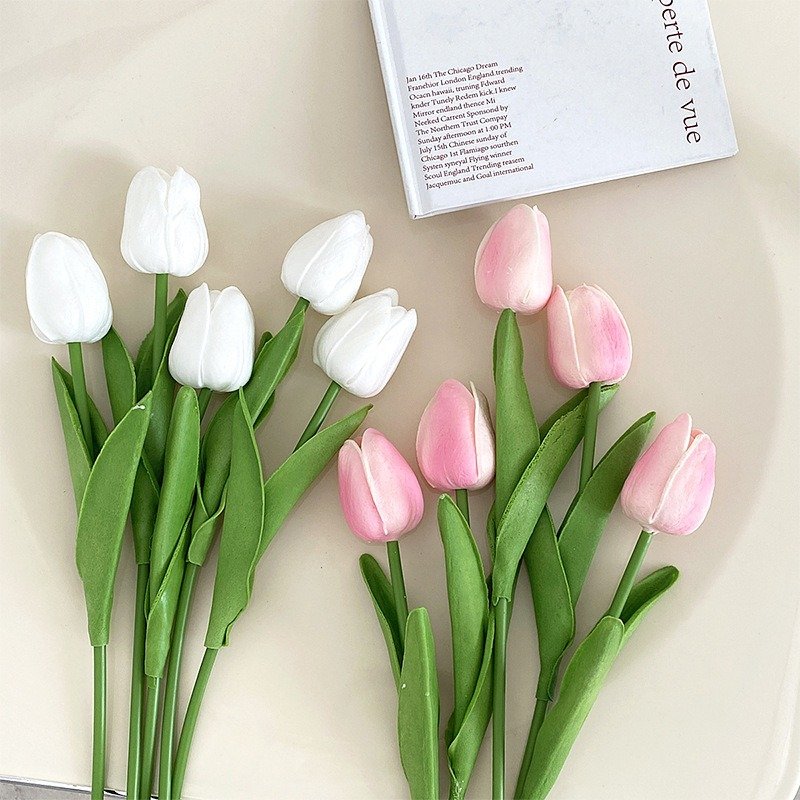 wholesale wedding realistic fake flower plant bouquet eternity dried handmade pu leather tulips decorative artificial flowers