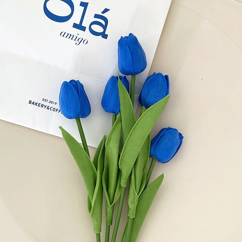 wholesale wedding realistic fake flower plant bouquet eternity dried handmade pu leather tulips decorative artificial flowers