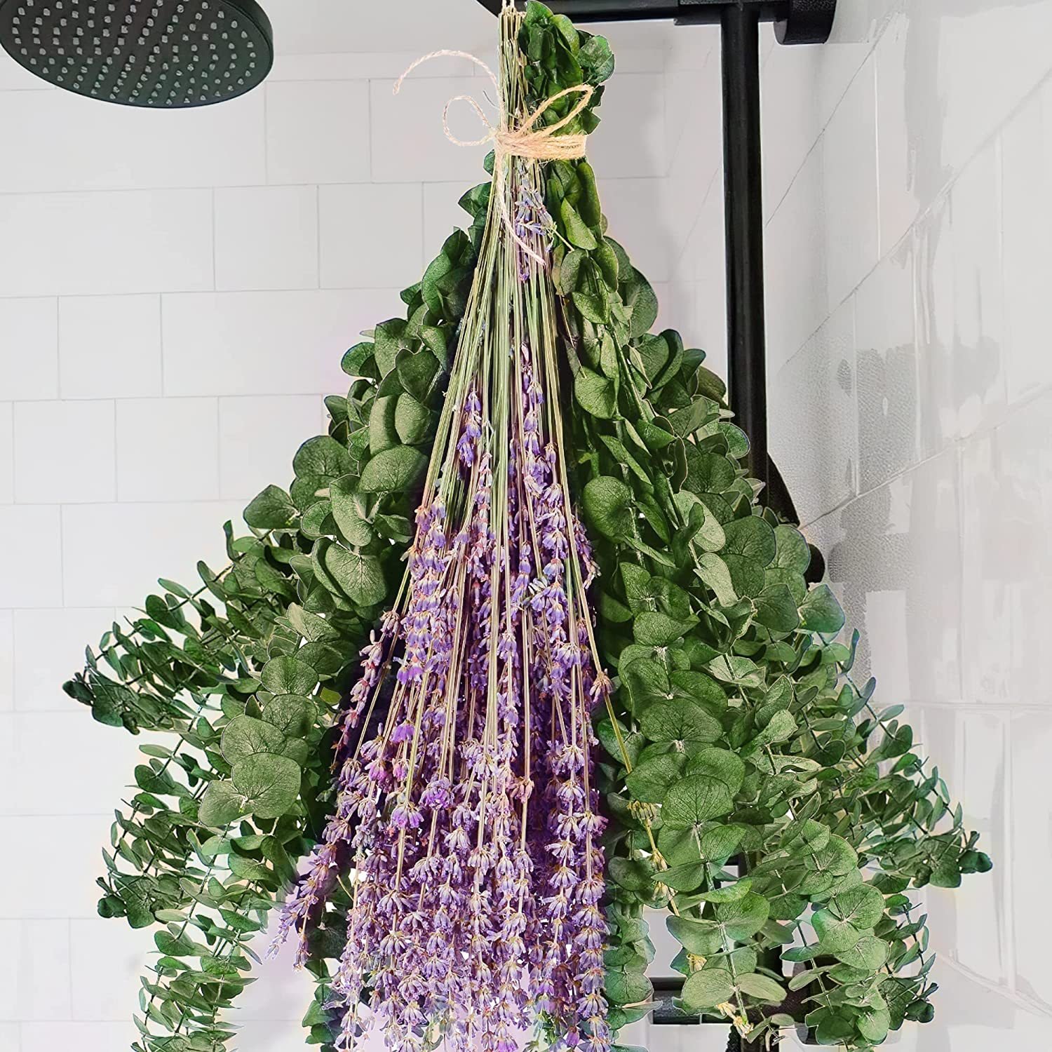 17'' Natural Dried Eucalyptus Leaves Hanging Fragrance Real Plant Preserved Eucalyptus Stems & Lavender Flower For Shower Home