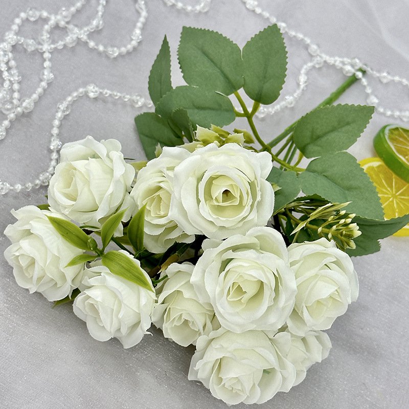 Wholesale bulk cheap price decorative 10head small rose artificial flower bouquets