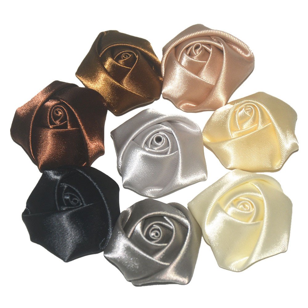 4cm Satin Ribbon Rose Flower Silk Fabric Flower Handmade DIY Wedding Bouquet Flower Hair Cloth Accessories 40 Colors A178