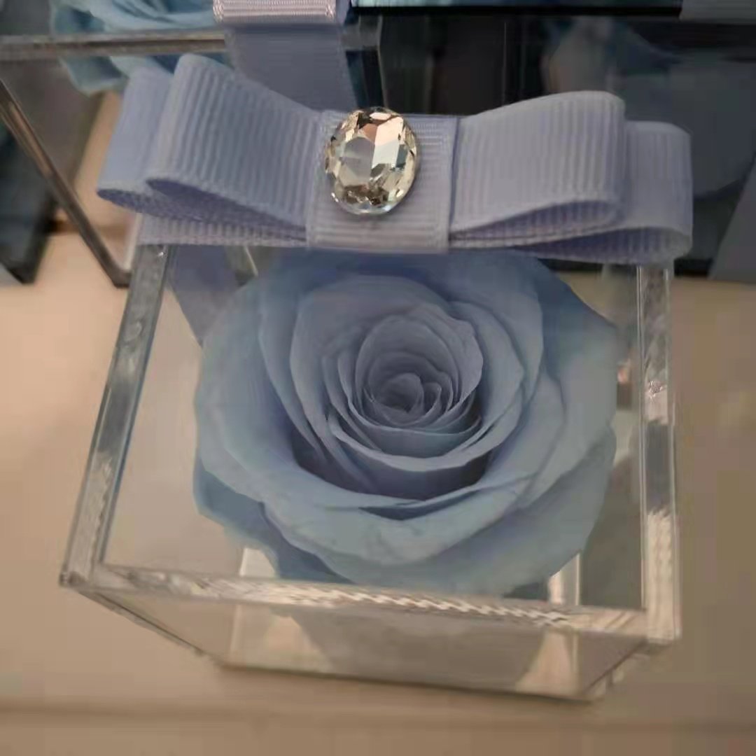 Customized Logo Decoration Flower Acrylic Box Diy Everlasting Natural Forever Long Lasting Immortal Preserved Roses Flower