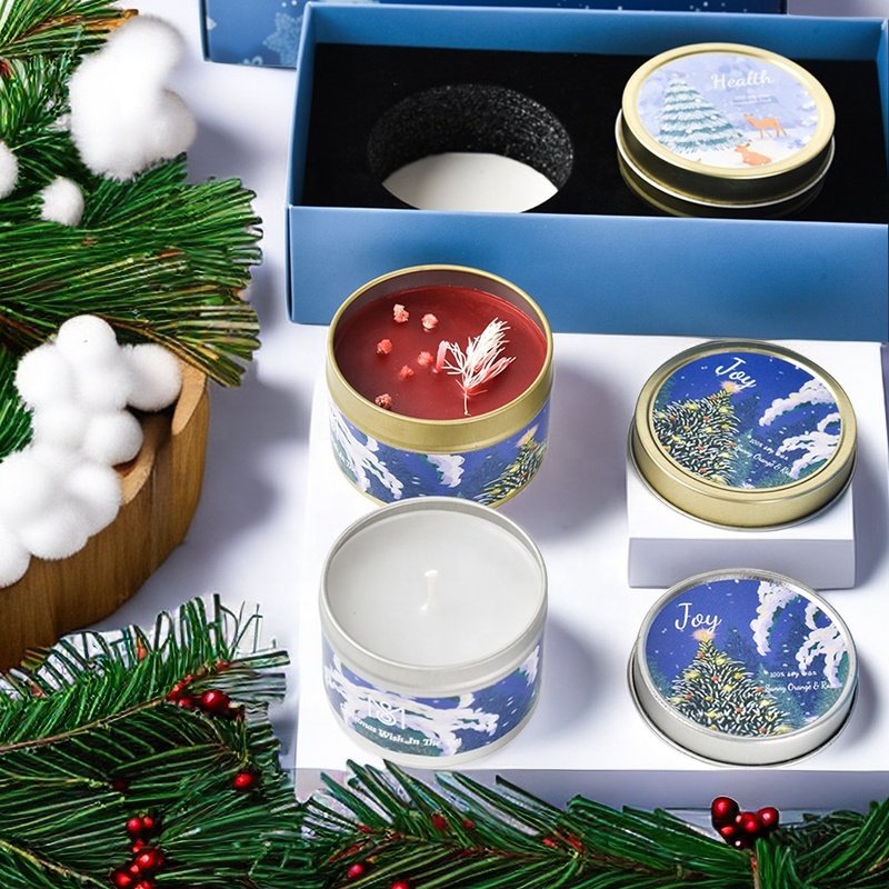 Aromatic Scented Tin Candle Dried Flower Christmas Gift Soy Scented Candle Gift Set With Box
