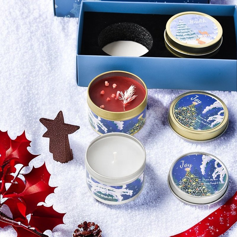 Aromatic Scented Tin Candle Dried Flower Christmas Gift Soy Scented Candle Gift Set With Box