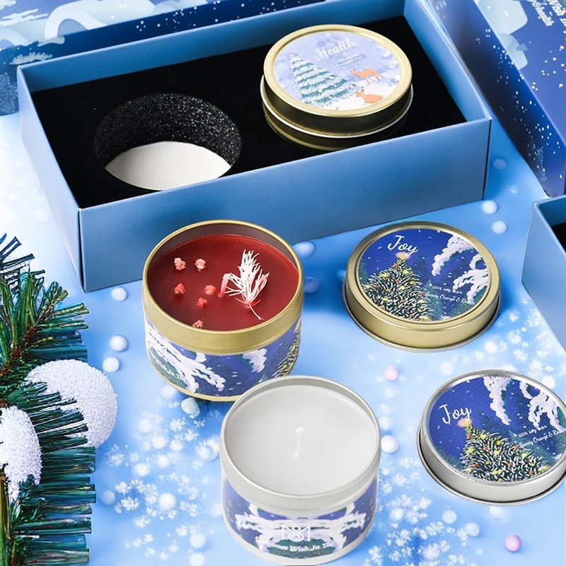 Aromatic Scented Tin Candle Dried Flower Christmas Gift Soy Scented Candle Gift Set With Box