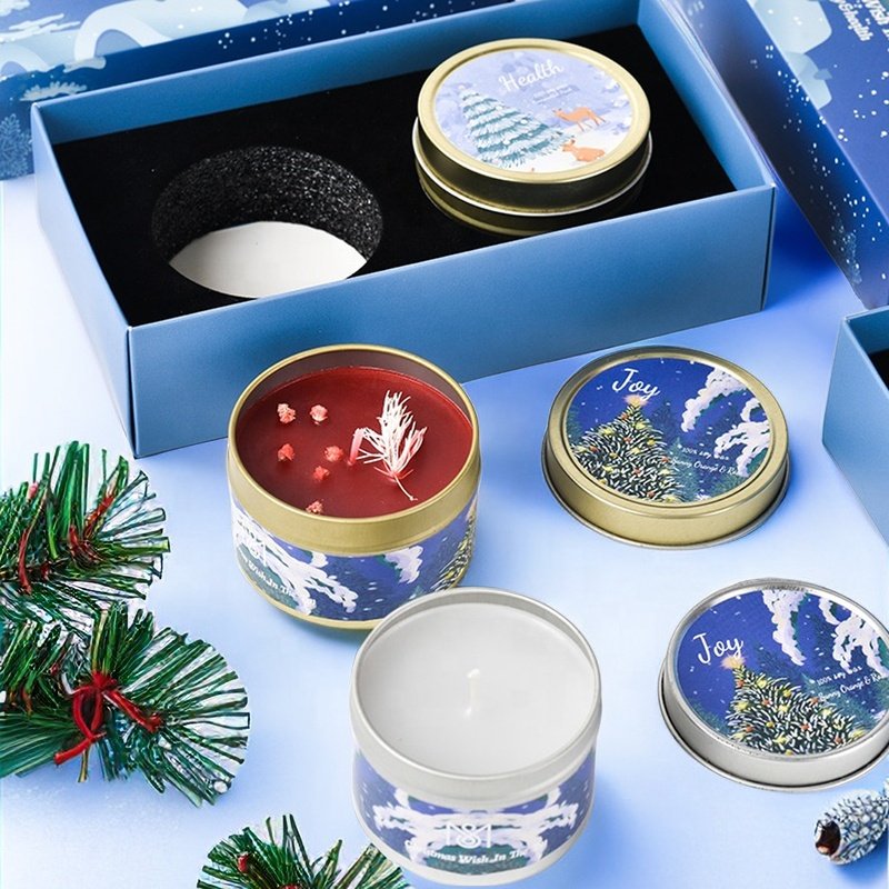 Aromatic Scented Tin Candle Dried Flower Christmas Gift Soy Scented Candle Gift Set With Box