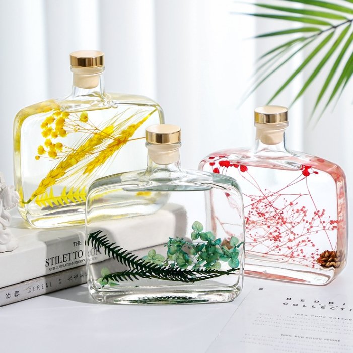 Non-fire Aromatherapy Home bedroom living room air fresh Glass with dried flowers and hay gift box fragrance aroma diffuser