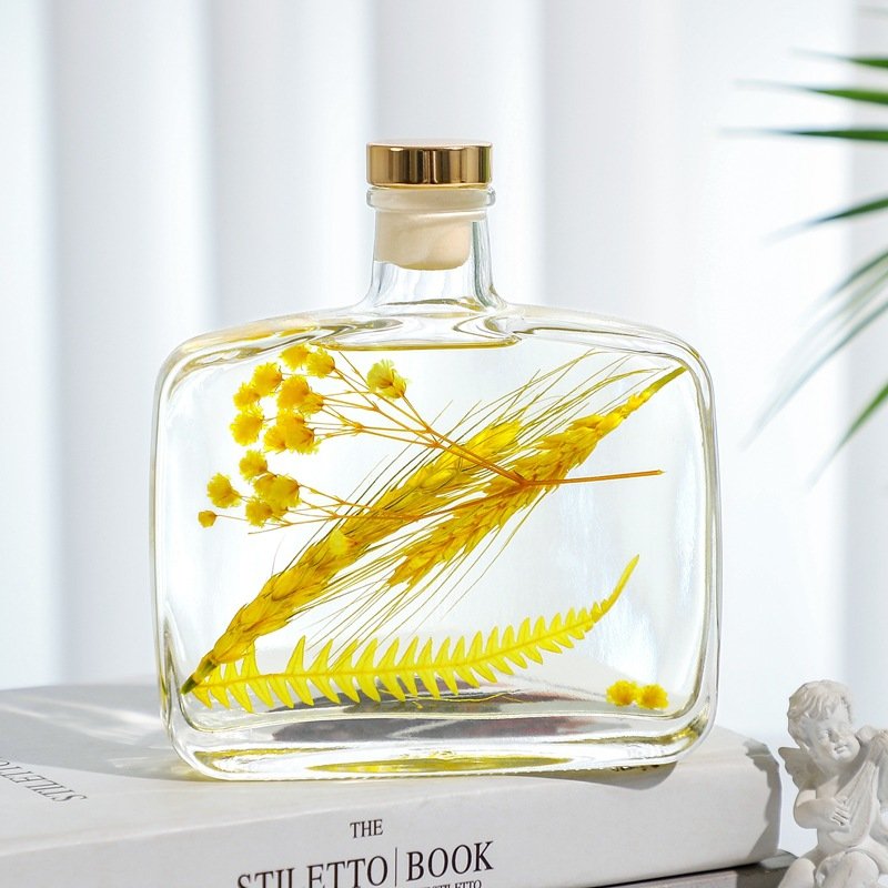 Non-fire Aromatherapy Home bedroom living room air fresh Glass with dried flowers and hay gift box fragrance aroma diffuser