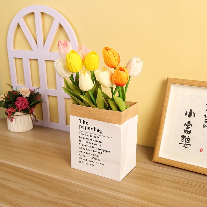 Wholesale High-end Tulip Artificial Flower Ornaments Flower Arrangement Photography Props Home Decoration PU Artificial Flower