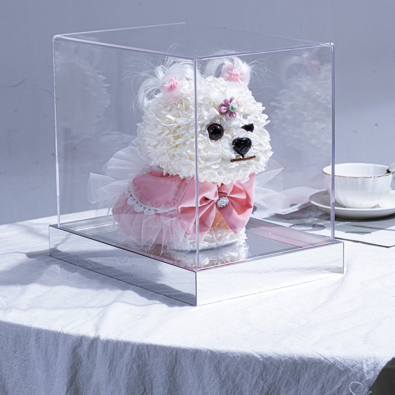 Eternal Flower Cute Dog Ornament High-Grade Preserved Roses & Plants Dried Gifts for Christmas & Birthdays