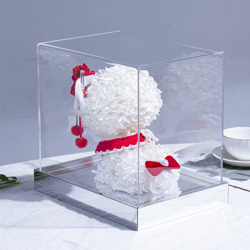Eternal Flower Cute Dog Ornament High-Grade Preserved Roses & Plants Dried Gifts for Christmas & Birthdays