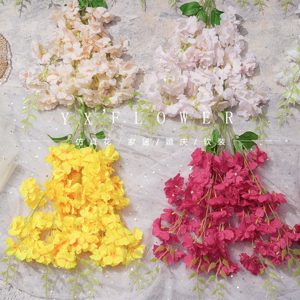 Factory wholesale bouquet of cherry blossom simulation home floor decoration ornaments shopping mall flower arrangement