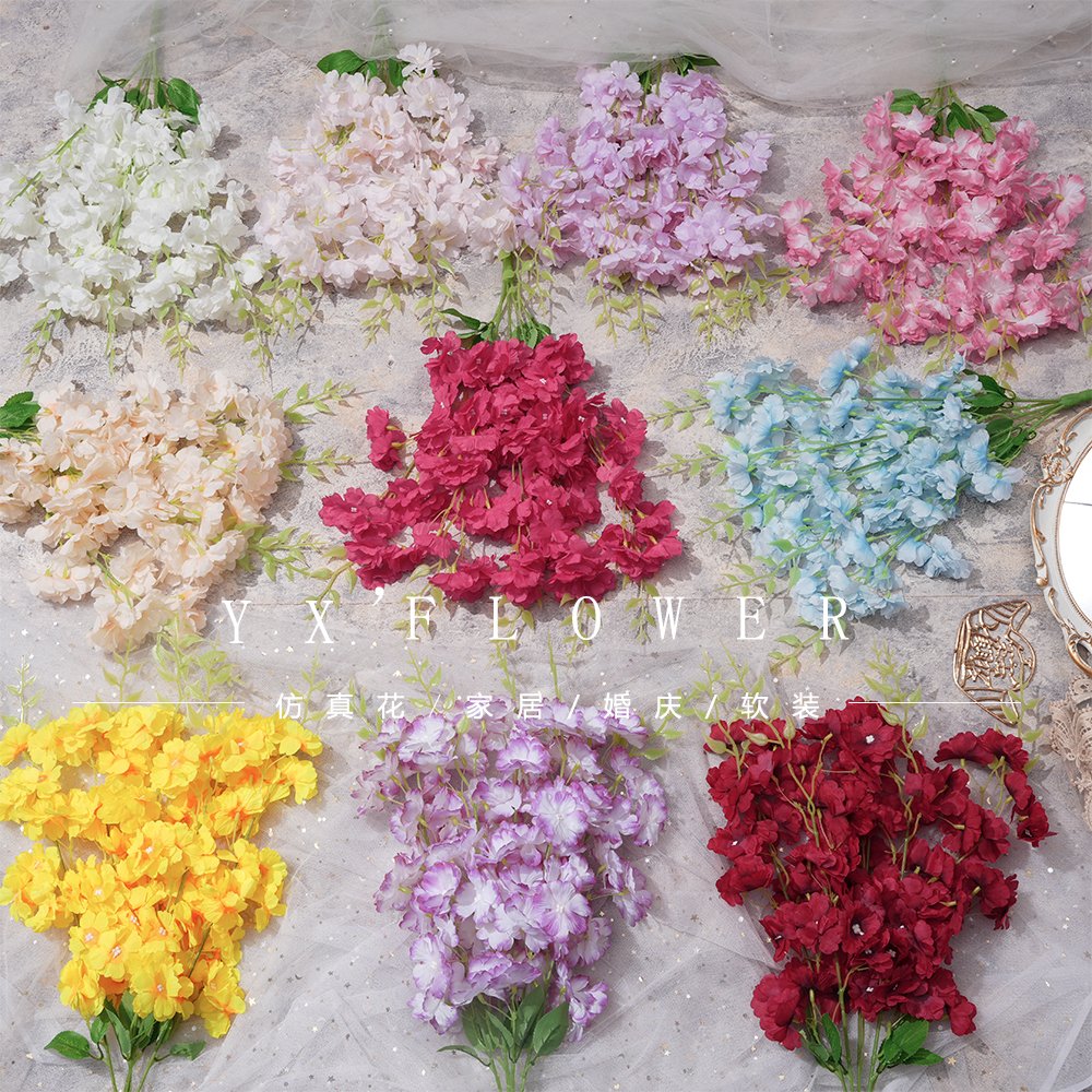 Factory wholesale bouquet of cherry blossom simulation home floor decoration ornaments shopping mall flower arrangement