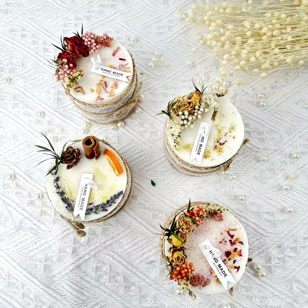 Customizable handmade Dry Flower Candle soy wax Scented pillared Candles For Wedding Birthday Christmas Valentines Day Gift