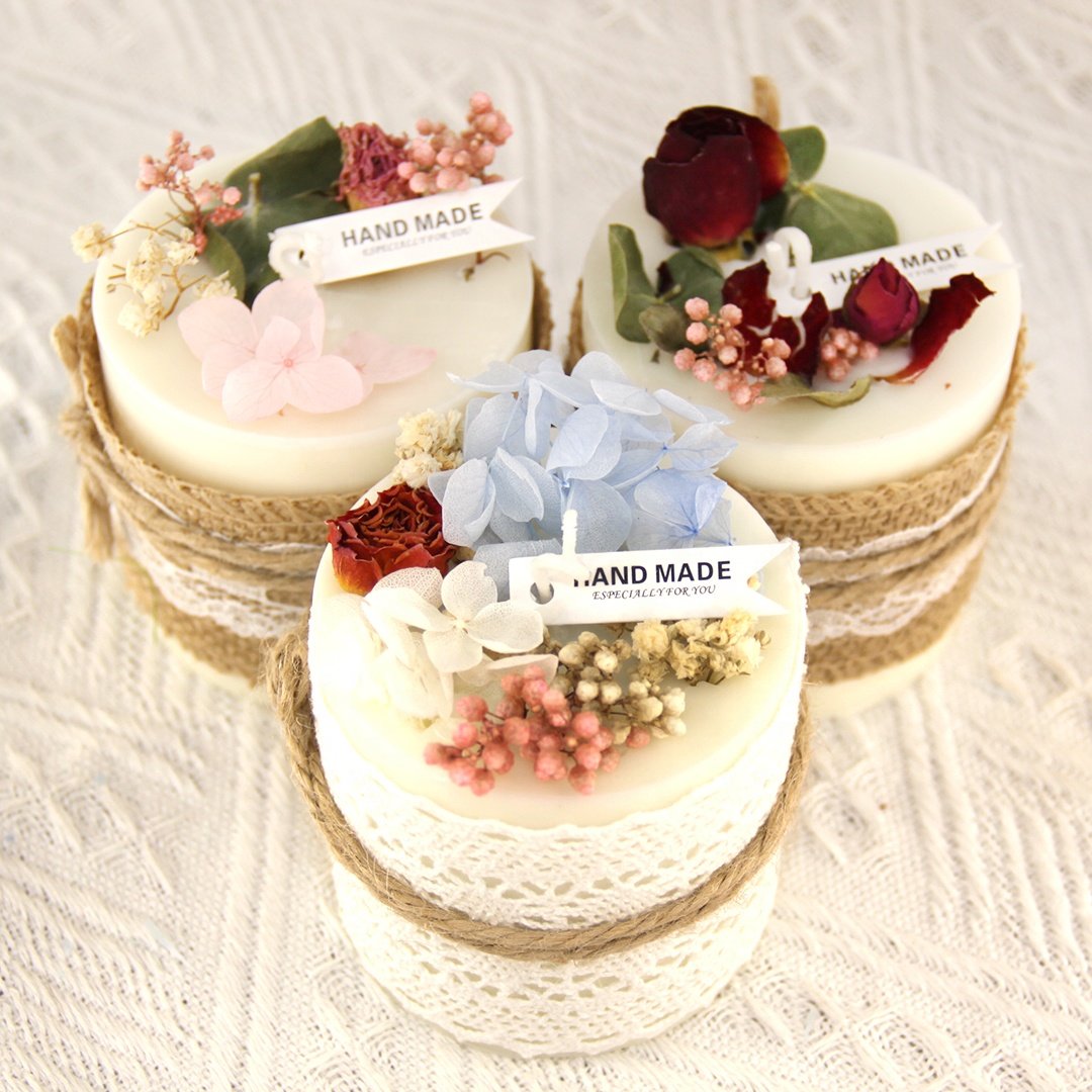 Customizable handmade Dry Flower Candle soy wax Scented pillared Candles For Wedding Birthday Christmas Valentines Day Gift